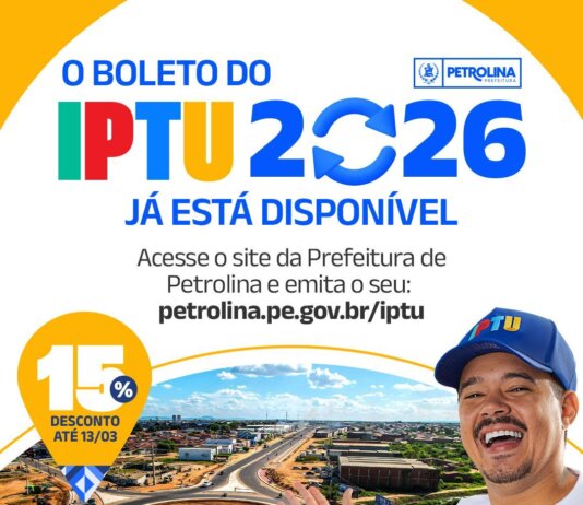 Contribuintes de Petrolina têm 30 dias para garantir 15% de desconto no IPTU 2026