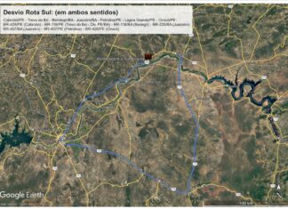 DNIT alerta para interdição total de ponte sobre o Rio Brígida no km 43,84 da BR-428 no município de Orocó, em Pernambuco
