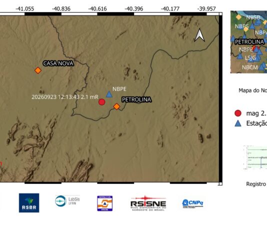 Tremor de magnitude 2,1 é registrado em Petrolina nesta quarta-feira
